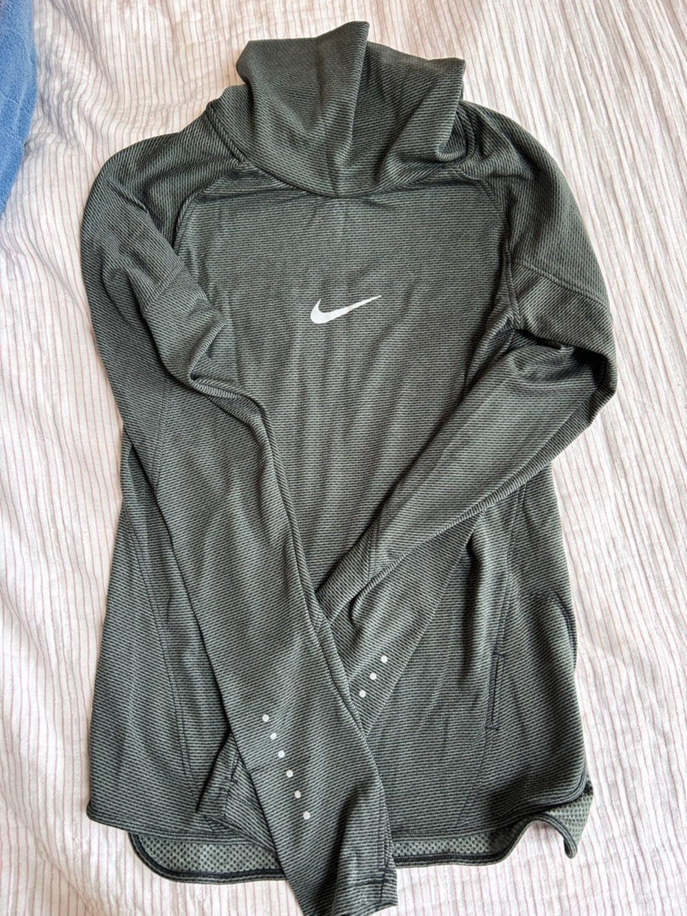Nike Gray Striped Dri-FIT Running Top